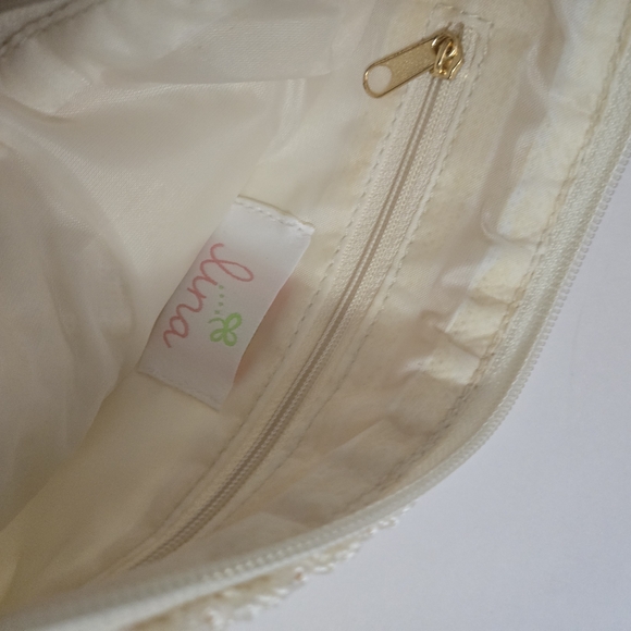 Lina Cream Crocheted Shoulder Bag Gold Chain Strap NWT - Picture 11 of 12